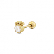 Oorpiercing van Stainless steel Roestvrij staal (RVS) round with spheres Gold