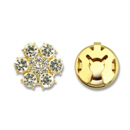 Eco-brass&reg; metaal button covers zirconia flower Gold-crystal