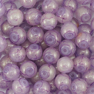 Glaskralen met glitters 6 mm Purple-gold