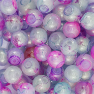 Glaskralen met glitters 6 mm Multicolour purple-gold