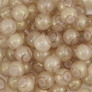 Glaskralen met glitters 6 mm Beige-gold
