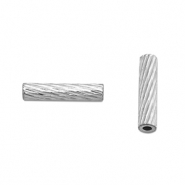 Kralen van Stainless steel Roestvrij staal (RVS) tube 8mm Silver
