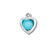 Bedels van Stainless steel Roestvrij staal (RVS) heart Silver-aquamarine blue