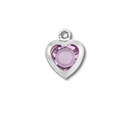 Bedels van Stainless steel Roestvrij staal (RVS) heart Silver-light pink