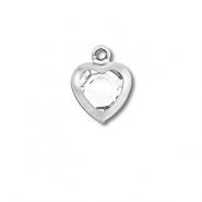 Bedels van Stainless steel Roestvrij staal (RVS) heart Silver-transparent