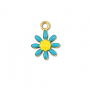 Bedels van Stainless steel Roestvrij staal (RVS) flower Gold-blue-yellow
