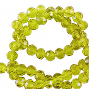 Facet kralen top quality disc 3x2mm Dark lime green