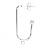 Benodigdheden van Stainless steel Roestvrij staal (RVS) oorbellen / oorsteker oblong oval with loop Silver