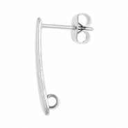 Benodigdheden van Stainless steel Roestvrij staal (RVS) oorbellen / oorsteker oblong with loop Silver