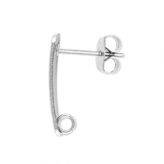 Benodigdheden van Stainless steel Roestvrij staal (RVS) oorbellen / oorsteker oblong with loop Silver