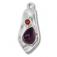 Metaal bedels DQ irregular Antiek zilver (nikkelvrij)-purple-red
