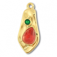 Metaal bedels DQ irregular Goud (nikkelvrij)-red-green