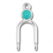 Metaal bedels DQ tussenstuk Antiek zilver (nikkelvrij)-turquoise blue
