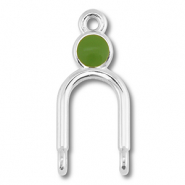 Metaal bedels DQ tussenstuk Antiek zilver (nikkelvrij)-olive green