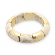 Armbanden resin Gold-off white-beige