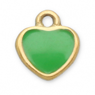 Bedels van Stainless steel Roestvrij staal (RVS) heart Gold-light green