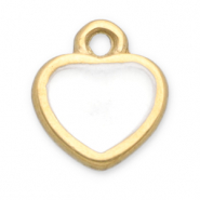 Bedels van Stainless steel Roestvrij staal (RVS) heart Gold-white