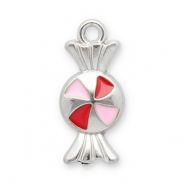 Bedels van Stainless steel Roestvrij staal (RVS) candy Silver-red-pink