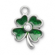 Bedels van Stainless steel Roestvrij staal (RVS) clover Silver-dark green