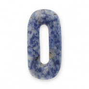 Hangers van natuursteen sodaliet en microklien ovaal Blue-white