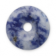 Hangers van natuursteen sodaliet en microklien donut 16mm Blue-white