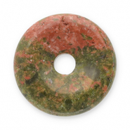 Hangers van natuursteen agaat donut 16mm Red-olive green