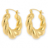 Oorbellen van Stainless steel Roestvrij staal (RVS) creolen twisted Gold