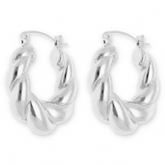 Oorbellen van Stainless steel Roestvrij staal (RVS) creolen twisted Silver