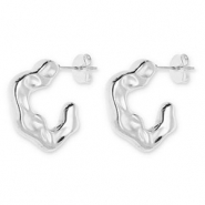 Oorbellen van Stainless steel Roestvrij staal (RVS) oorstekers irregular Silver