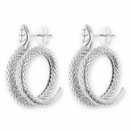 Oorbellen van Stainless steel Roestvrij staal (RVS) oorstekers snake Silver