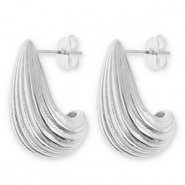 Oorbellen van Stainless steel Roestvrij staal (RVS) oorstekers drop Silver
