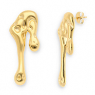 Oorbellen van Stainless steel Roestvrij staal (RVS) oorstekers drops Gold