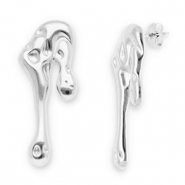 Oorbellen van Stainless steel Roestvrij staal (RVS) oorstekers drops Silver