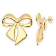 Oorbellen van Stainless steel Roestvrij staal (RVS) oorstekers bow Gold