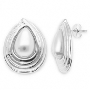 Oorbellen van Stainless steel Roestvrij staal (RVS) oorstekers drop Silver-white