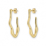 Oorbellen van Stainless steel Roestvrij staal (RVS) oorstekers irregular Gold