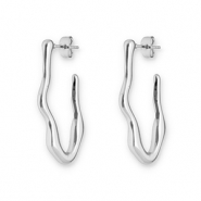 Oorbellen van Stainless steel Roestvrij staal (RVS) oorstekers irregular Silver