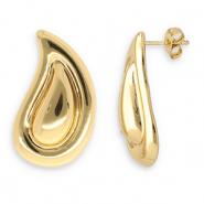 Oorbellen van Stainless steel Roestvrij staal (RVS) oorstekers drop Gold