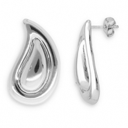 Oorbellen van Stainless steel Roestvrij staal (RVS) oorstekers drop Silver