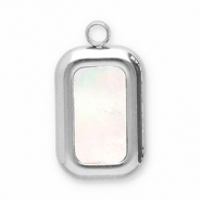 Bedels van Stainless steel Roestvrij staal (RVS) schelp rectangle Silver-white