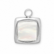 Bedels van Stainless steel Roestvrij staal (RVS) schelp square Silver-white