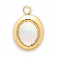 Bedels van Stainless steel Roestvrij staal (RVS) schelp oval Gold-white