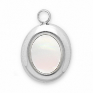 Bedels van Stainless steel Roestvrij staal (RVS) schelp oval Silver-white