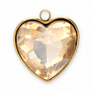 Bedels van Stainless steel Roestvrij staal (RVS) facet heart Gold-champagne
