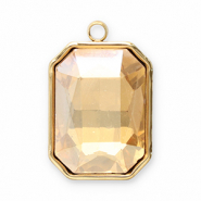 Bedels van Stainless steel Roestvrij staal (RVS) facet rectangle Gold-champagne