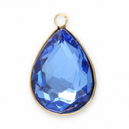 Bedels van Stainless steel Roestvrij staal (RVS) facet drop Gold-dark blue