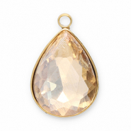 Bedels van Stainless steel Roestvrij staal (RVS) facet drop Gold-champagne