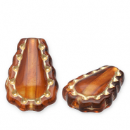 Kralen van acryl drop Cognac brown-gold
