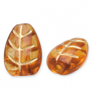 Kralen van acryl leaf Cognac brown-gold