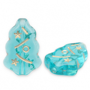 Kralen van acryl christmas tree Teal blue-gold